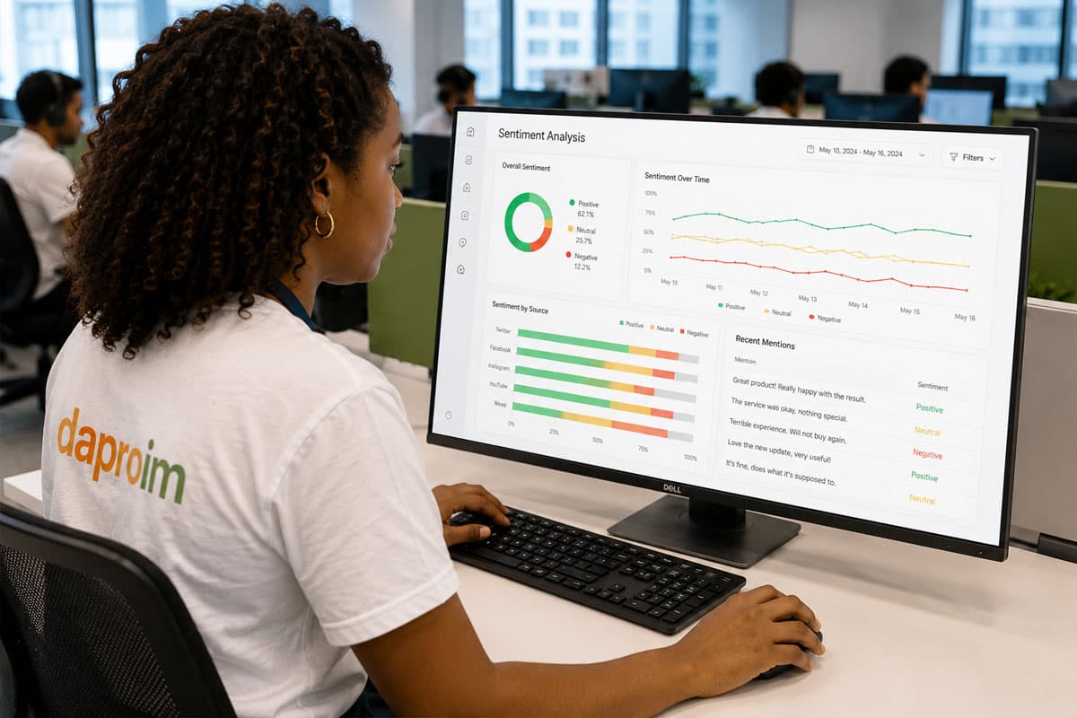 Daproim Africa data labeling specialist working on structured data tasks.